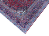 handmade Medallion, Traditional Kashan Red Blue Hand Knotted RECTANGLE 100% WOOL area rug 9x13