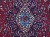 handmade Medallion, Traditional Kashan Red Blue Hand Knotted RECTANGLE 100% WOOL area rug 9x13