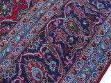 handmade Medallion, Traditional Kashan Red Blue Hand Knotted RECTANGLE 100% WOOL area rug 9x13