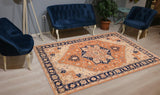 handmade Geometric Heriz Orange Blue Hand Knotted RECTANGLE 100% WOOL area rug 10 x 14