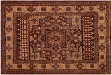 handmade Geometric Kafkaz Chobi Ziegler Brown Tan Hand Knotted RECTANGLE 100% WOOL area rug 8 x 10