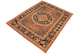 handmade Geometric Kafkaz Chobi Ziegler Rust Blue Hand Knotted RECTANGLE 100% WOOL area rug 8 x 10