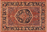 handmade Geometric Kafkaz Chobi Ziegler Rust Blue Hand Knotted RECTANGLE 100% WOOL area rug 8 x 9