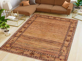 Contemporary Gabbeh Rosalind Beige/Blue Wool Rug - 8'6'' x 9'10''