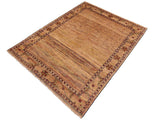 Contemporary Gabbeh Rosalind Beige/Blue Wool Rug - 8'6'' x 9'10''