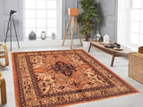 handmade Traditional Antique Rust Blue Hand Knotted RECTANGLE 100% WOOL area rug 8x10