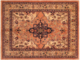 Antique Lavastone Low-Pile Meagan Rust/Blue Wool Rug - 8'1'' x 9'9''