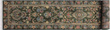 handmade Traditional Gulzar Green Blue Hand Knotted RUNNER 100% WOOL area rug 3x12