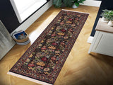 handmade Traditional Morris Black Red Hand Knotted RUNNER 100% WOOL area rug 3x8