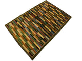 Modern Gabbeh Kaitlyn Green/Blue Wool Rug - 3'10'' x 5'10''