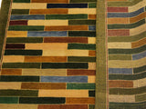Modern Gabbeh Kaitlyn Green/Blue Wool Rug - 3'10'' x 5'10''