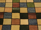 Contemporary Gabbeh Geri Beige/Black Wool Rug - 4'0'' x 5'4''