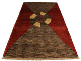 Shabby Chic Gabbeh Caryn Red/Brown Wool Rug - 3'11'' x 5'11''