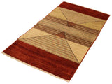 Contemporary Gabbeh Karol Beige/Red Wool Rug - 2'11'' x 5'1''