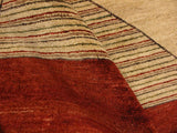 Contemporary Gabbeh Karol Beige/Red Wool Rug - 2'11'' x 5'1''