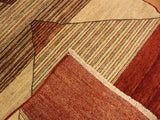 Contemporary Gabbeh Karol Beige/Red Wool Rug - 2'11'' x 5'1''