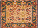 Antique Lavastone Low-Pile Chae Beige/Green Wool Rug - 6'0'' x 6'8''