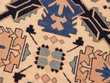handmade Geometric Kargahi Beige Blue Hand Knotted RECTANGLE 100% WOOL area rug 6x9