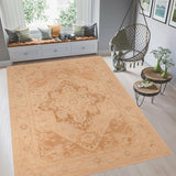 handmade Geometric Kafkaz Chobi Ziegler Brown Tan Hand Knotted RECTANGLE 100% WOOL area rug 6 x 9