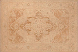 Tribal Heriz Ziegler Felica Brown Tan Hand-Knotted Rug - 5'11'' x 8'11''