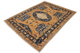 handmade Geometric Kafkaz Chobi Ziegler Orange Blue Hand Knotted RECTANGLE 100% WOOL area rug 9 x 12