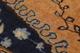 handmade Geometric Kafkaz Chobi Ziegler Orange Blue Hand Knotted RECTANGLE 100% WOOL area rug 9 x 12