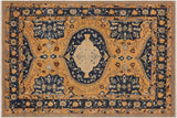 Rustic Heriz Ziegler Stefani Orange Blue Hand-Knotted Rug - 9'0'' x 12'1''