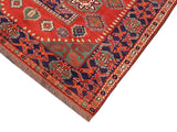 handmade Geometric Kargahi Rust Blue Hand Knotted RECTANGLE 100% WOOL area rug 6x9