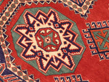 handmade Geometric Kargahi Rust Blue Hand Knotted RECTANGLE 100% WOOL area rug 6x9