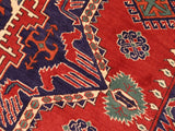 handmade Geometric Kargahi Rust Blue Hand Knotted RECTANGLE 100% WOOL area rug 6x9