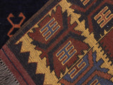 handmade Geometric Kargahi Blue Gold Hand Knotted RECTANGLE 100% WOOL area rug 6x10