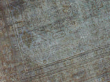 handmade Vintage Blue Brown Hand Knotted RECTANGLE 100% WOOL area rug 8x11