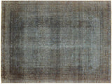 handmade Vintage Blue Brown Hand Knotted RECTANGLE 100% WOOL area rug 8x11