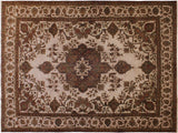 Boho Chic Distressed Yelena Green/Brown Wool Rug - 7'8'' x 9'9''