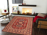 handmade Geometric Super Kazak Red Blue Hand Knotted RECTANGLE 100% WOOL area rug 5x6