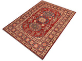 handmade Geometric Super Kazak Red Blue Hand Knotted RECTANGLE 100% WOOL area rug 5x6