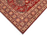 handmade Geometric Super Kazak Red Blue Hand Knotted RECTANGLE 100% WOOL area rug 5x6