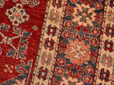 handmade Geometric Super Kazak Red Blue Hand Knotted RECTANGLE 100% WOOL area rug 5x6