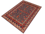 handmade Geometric Super Kazak Blue Red Hand Knotted RECTANGLE 100% WOOL area rug 7x8