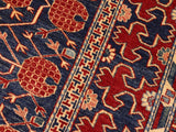 handmade Geometric Super Kazak Blue Red Hand Knotted RECTANGLE 100% WOOL area rug 7x8