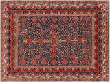 Bohemian Super Kazak Ellis Blue/Red Wool Rug - 7'0'' x 7'8''