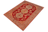handmade Geometric Kotan Red Lt. Blue Hand Knotted RECTANGLE 100% WOOL area rug 6 x 9