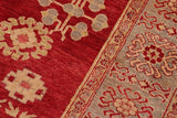 handmade Geometric Kotan Red Lt. Blue Hand Knotted RECTANGLE 100% WOOL area rug 6 x 9