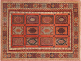 Southwestern Berjusta Terresa Rust/Blue Wool Rug - 5'2'' x 6'8''