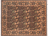 handmade Traditional Dafodils Black Green Hand Knotted RECTANGLE 100% WOOL area rug 8x10
