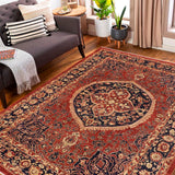 handmade Geometric Kafkaz Chobi Ziegler Rust Blue Hand Knotted RECTANGLE 100% WOOL area rug 9 x 11