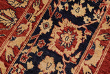handmade Geometric Kafkaz Chobi Ziegler Rust Blue Hand Knotted RECTANGLE 100% WOOL area rug 9 x 11