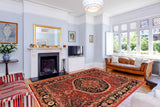 handmade Geometric Kafkaz Chobi Ziegler Rust Blue Hand Knotted RECTANGLE 100% WOOL area rug 9 x 12