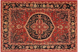 Southwestern Heriz Ziegler Laurine Rust Blue Hand-Knotted Rug - 9'0'' x 11'11''