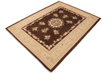 handmade Geometric Kafkaz Chobi Ziegler Brown Beige Hand Knotted RECTANGLE 100% WOOL area rug 9 x 12